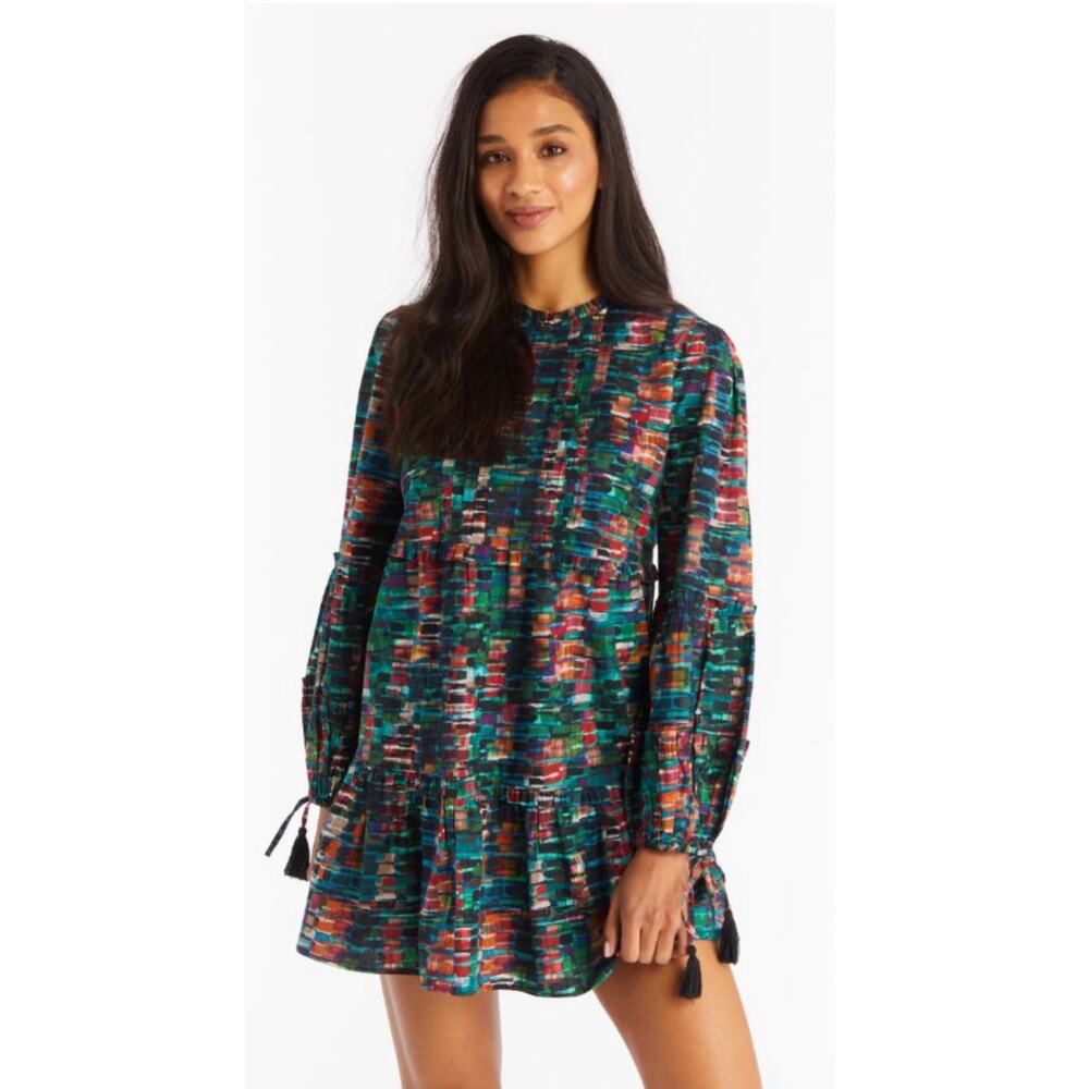 Allison New York Gemma Mini‎ Dress Brick Print Size small